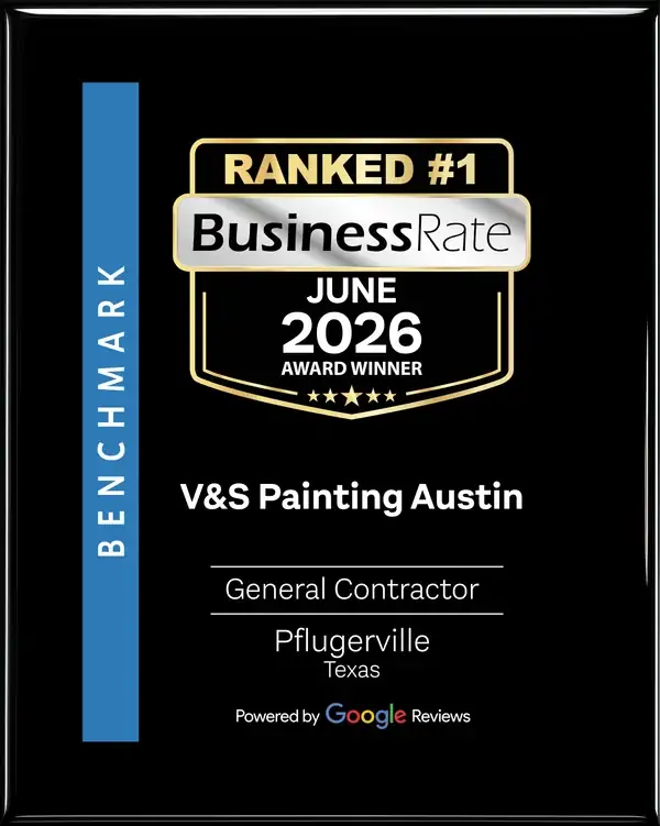 BusinessRate award plaque: V&S Painting ranked number one general contractor in Pflugerville, June 2026