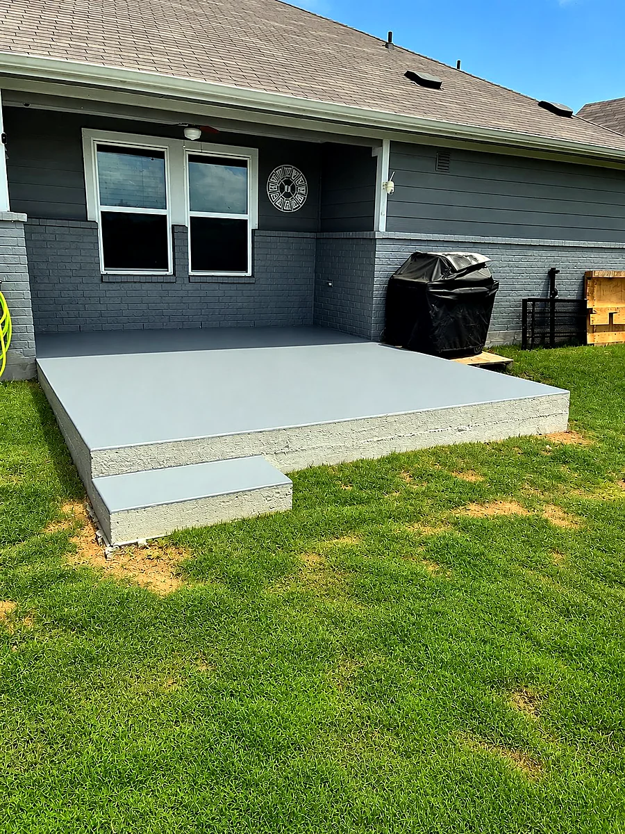 Backyard patio coated soft gray by V&S Painting
